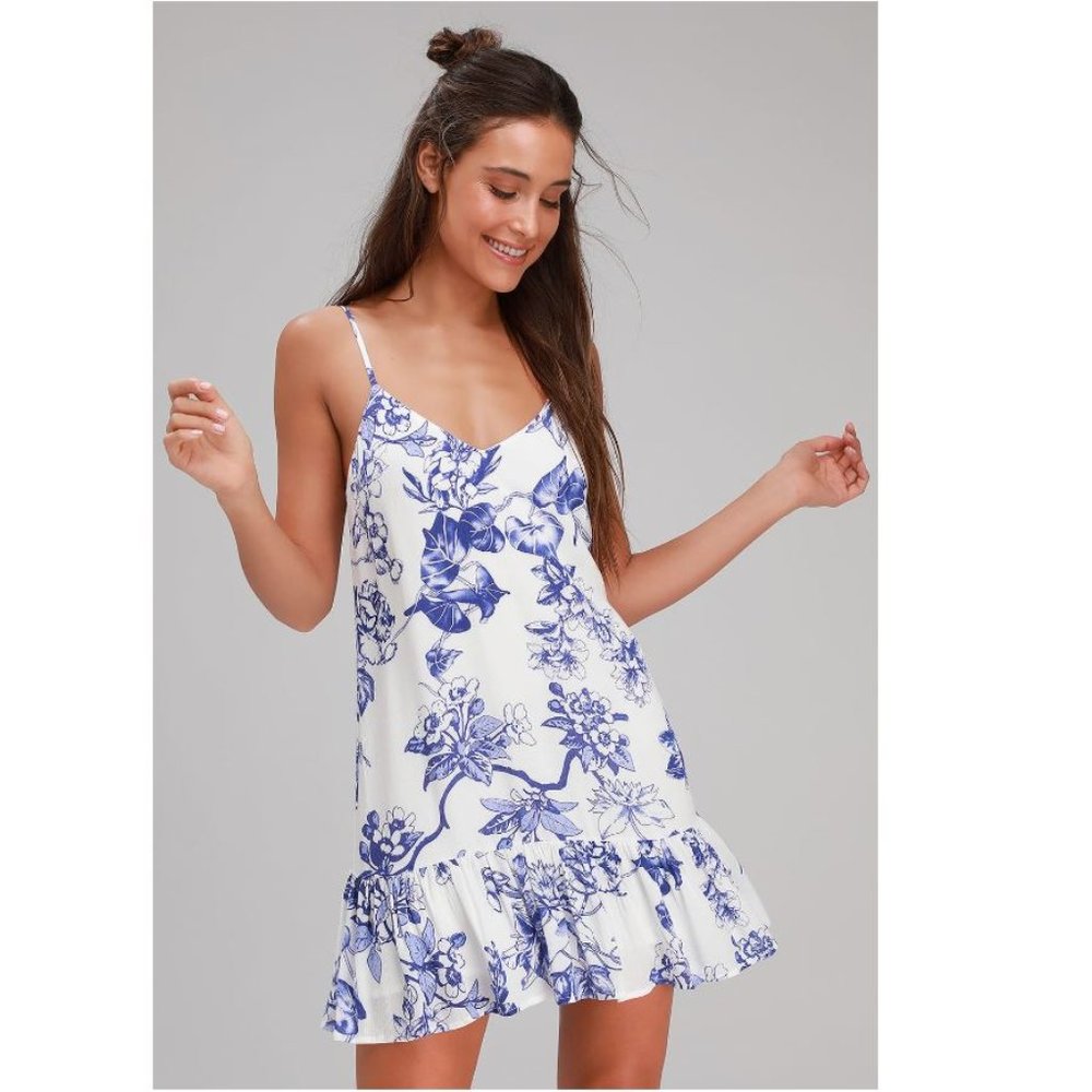 Garden Bloom Floral Print Ruffled Shift Dress